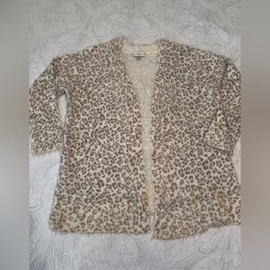 Christopher and Banks, fuzzy eyelash animal print cardigan. Large. Classy.